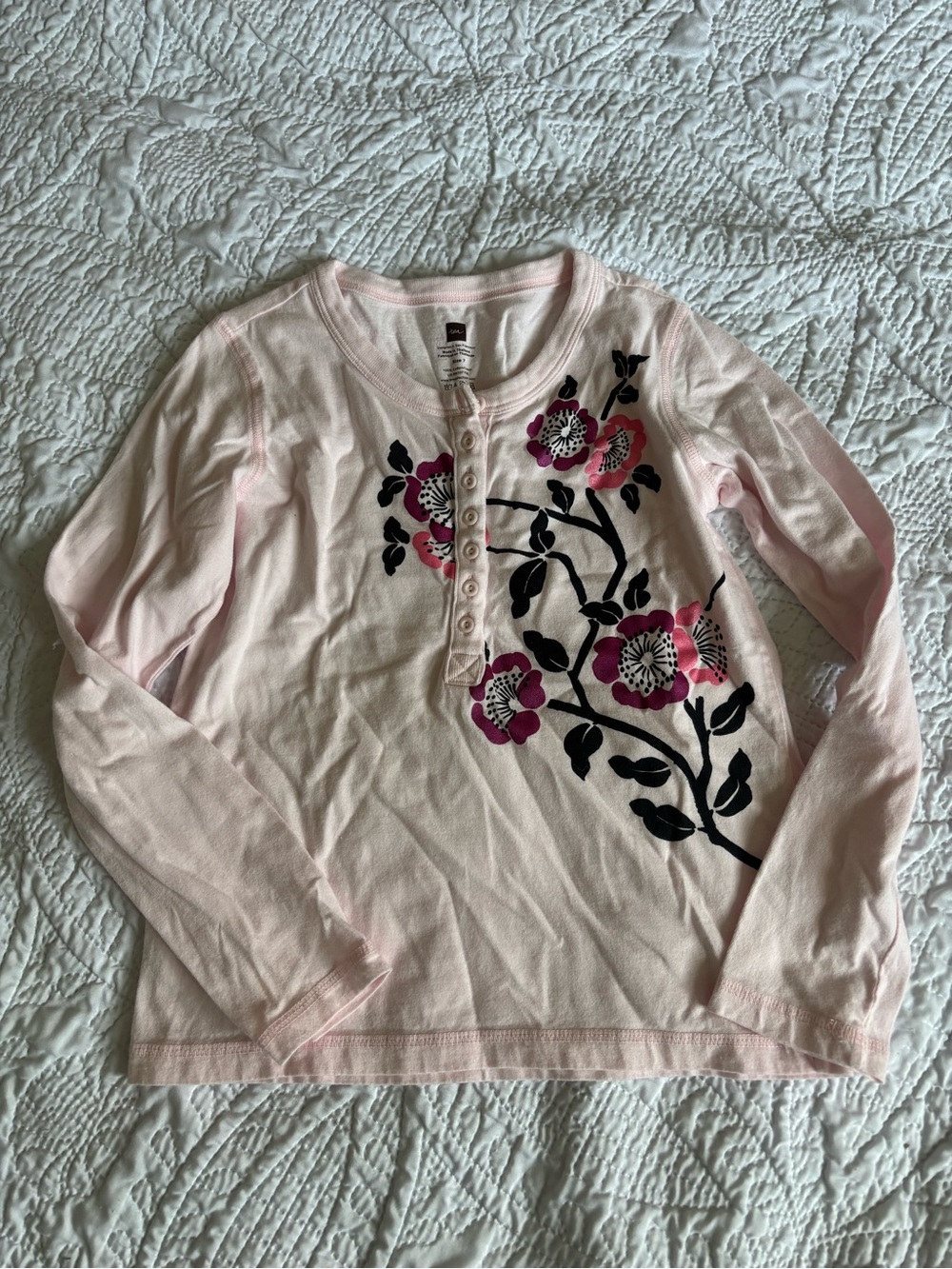 Tea Collection Light Pink Floral Henley Top